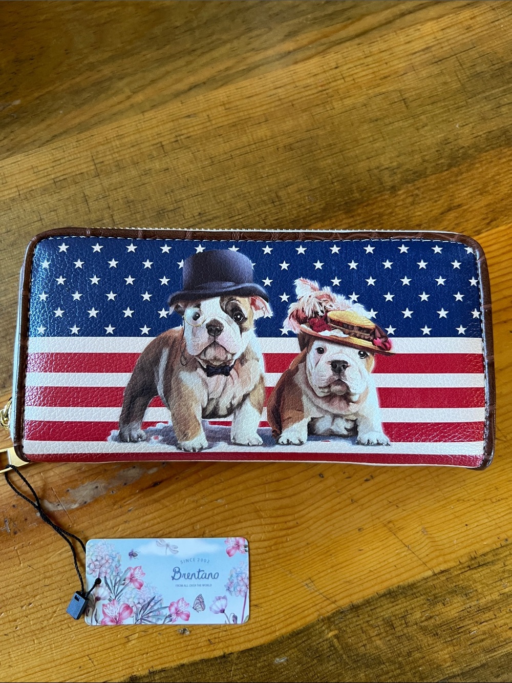 Brentano Patriotic Bulldog Print Wallet - Blue, Red, White